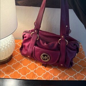 Michael Kors Plum Shoulder Bag with Gold Accents